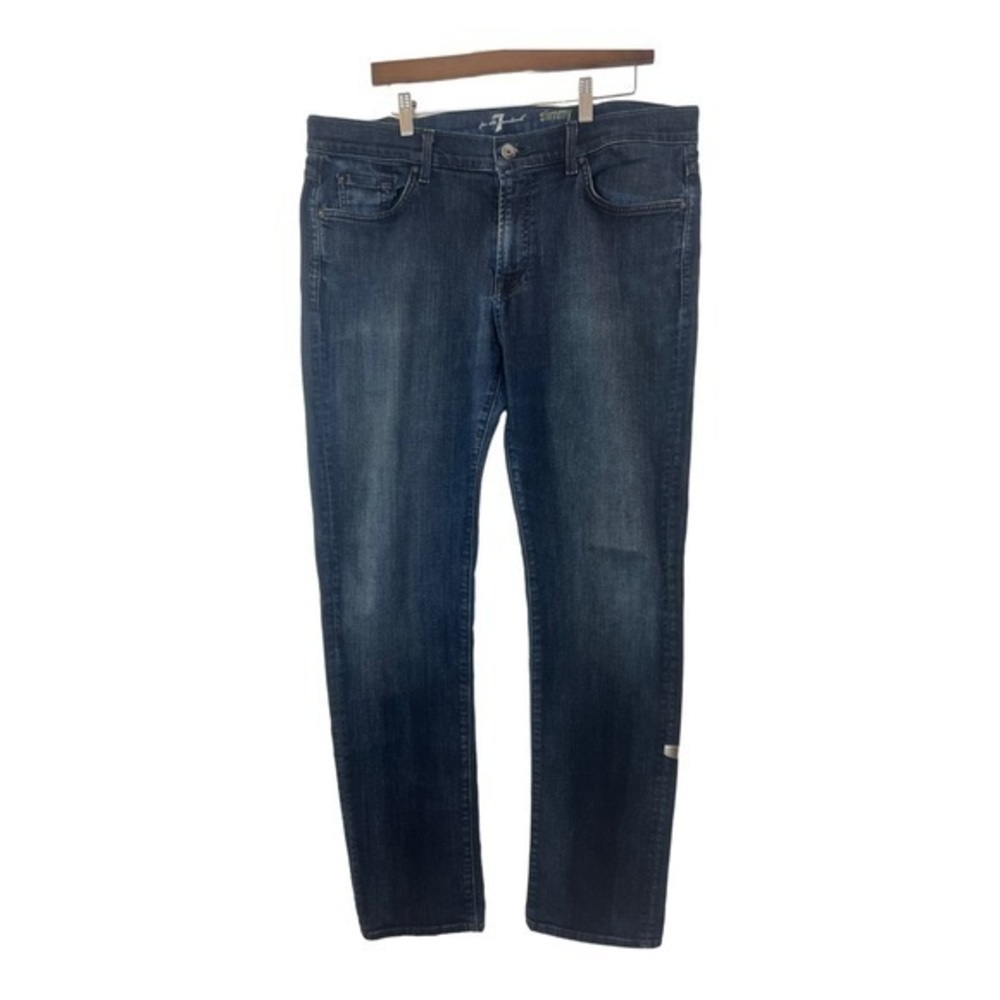 7 FOR ALL MANKIND Slimmy Mens Jeans Size 38x33 Blue Relaxed Fit - Picture 5 of 6